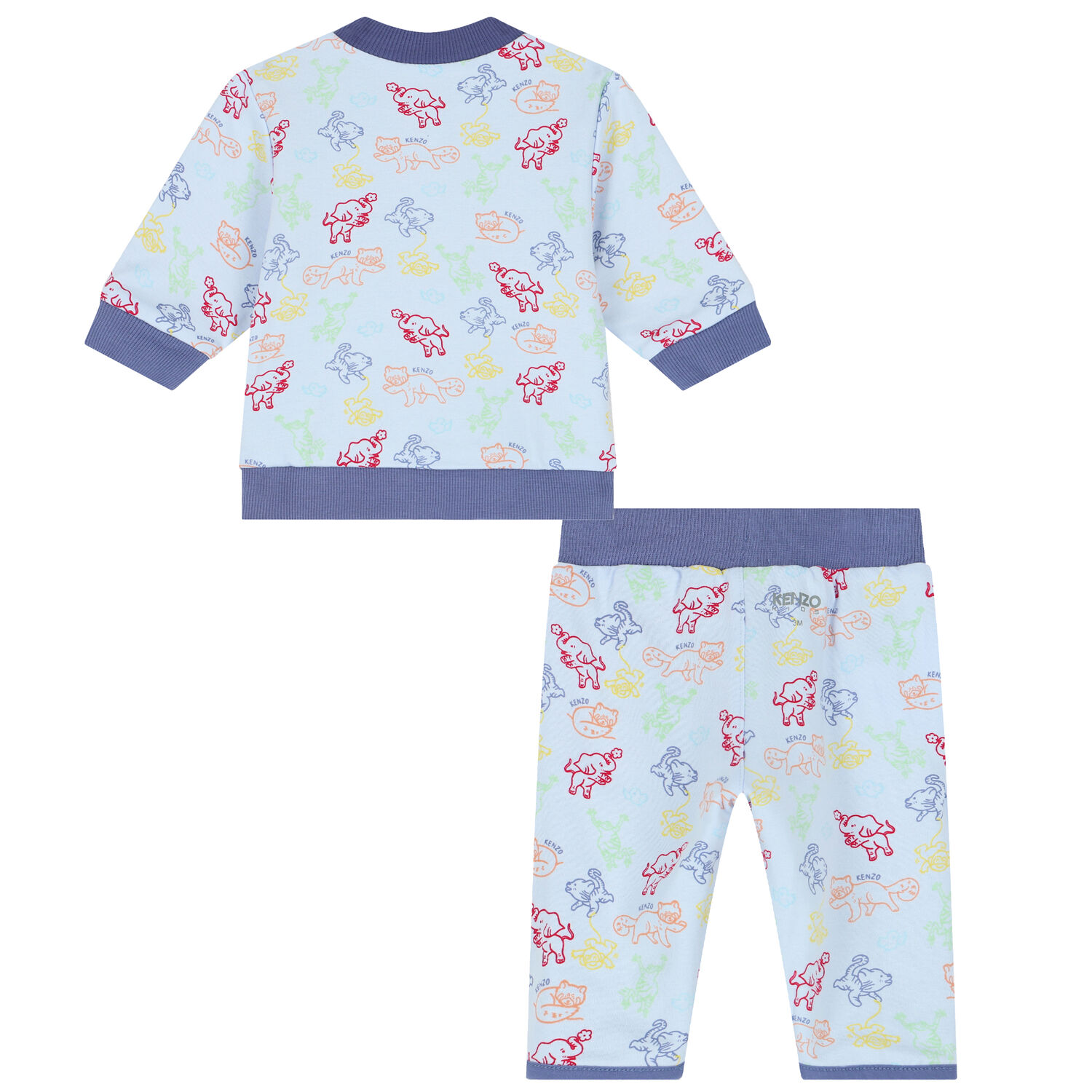 Baby Boys Blue Logo & Animals Reversible Tracksuit, 1, hi-res